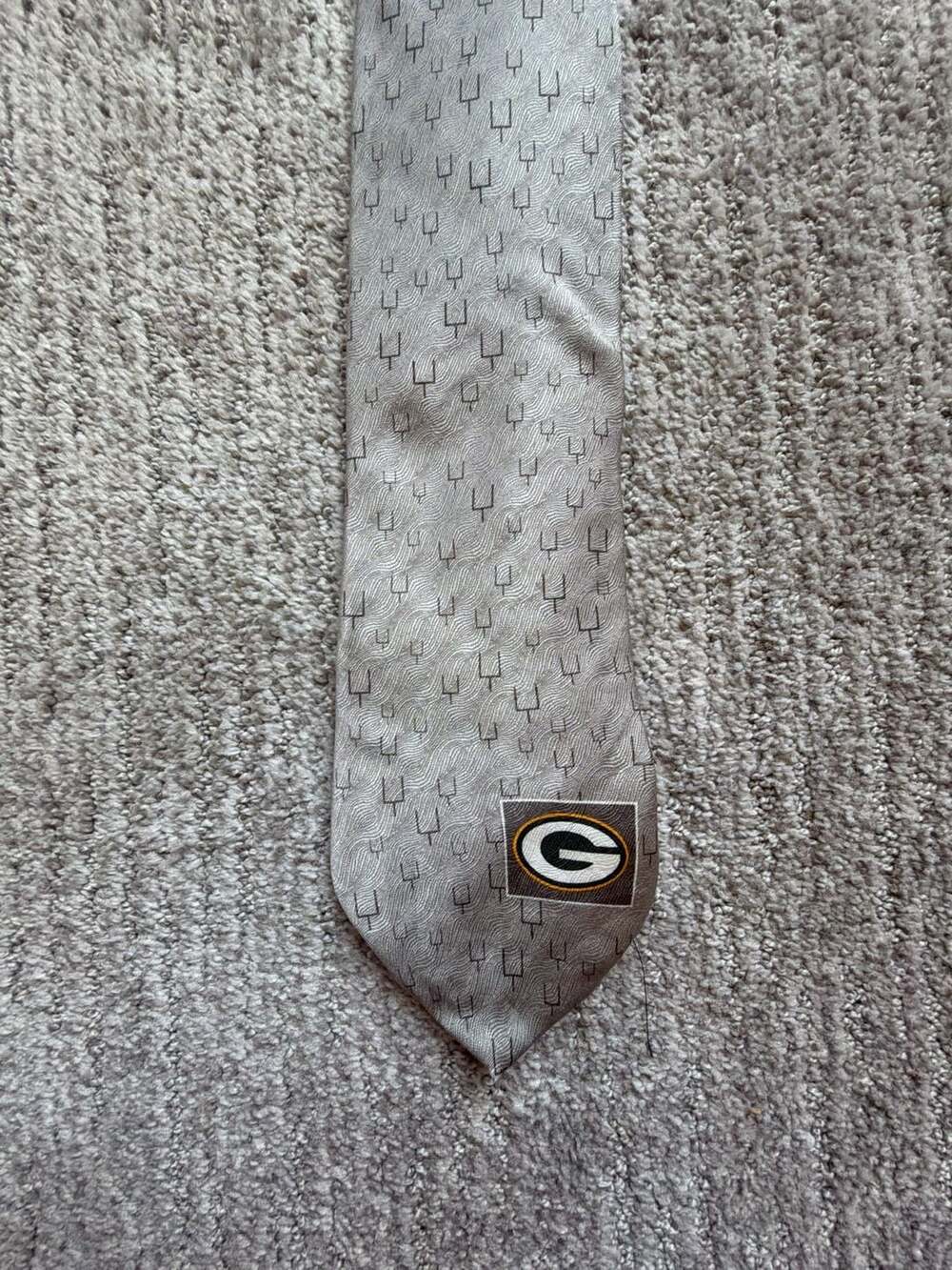 Ralph Marlin Green Bay Packers NFL Goal Posts Silk Necktie Taupe
